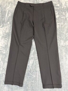 Donna Karan Signature Mens Black Pleated Dress Pants Made In Italy Size 40